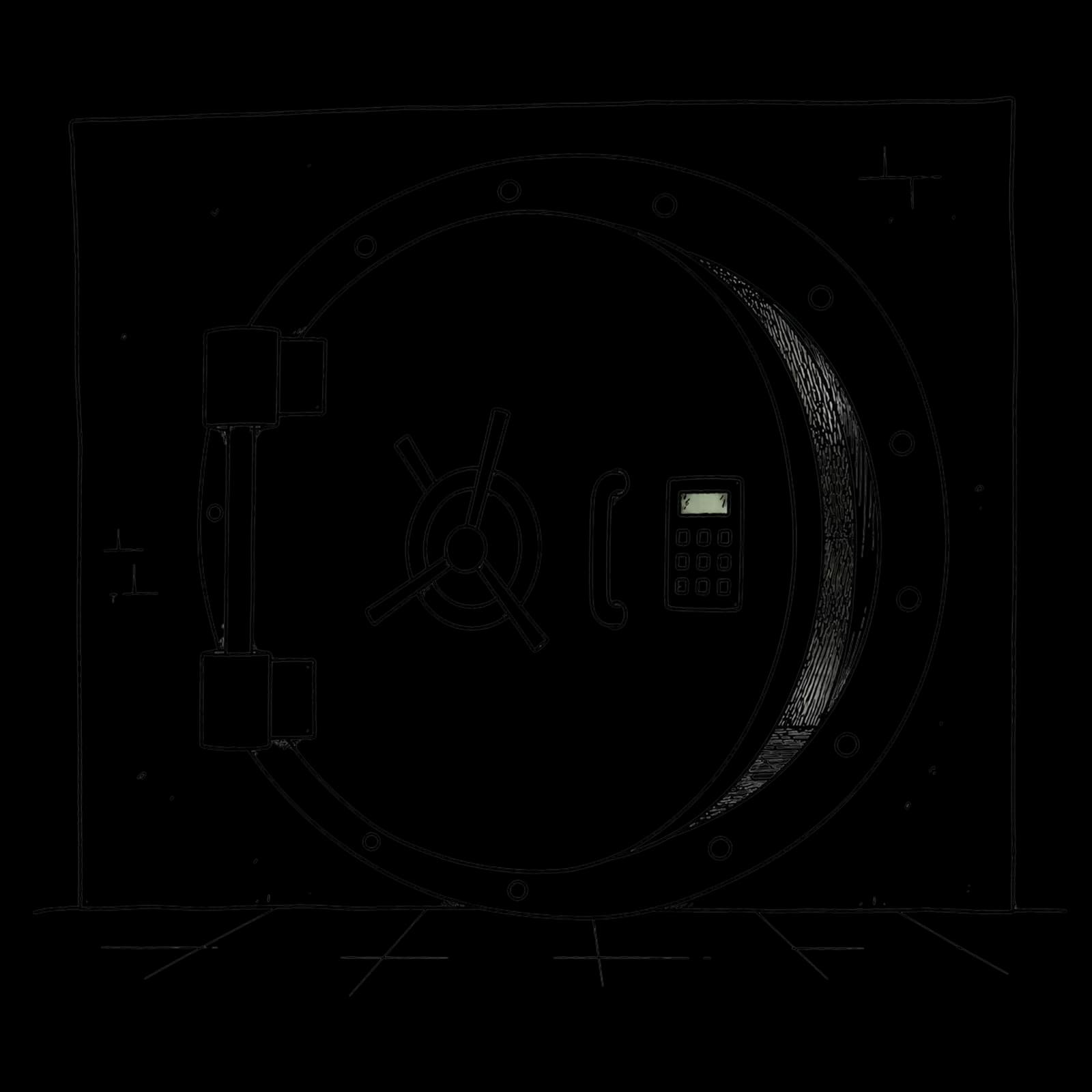 A hand-drawn vault door — the Email Vault