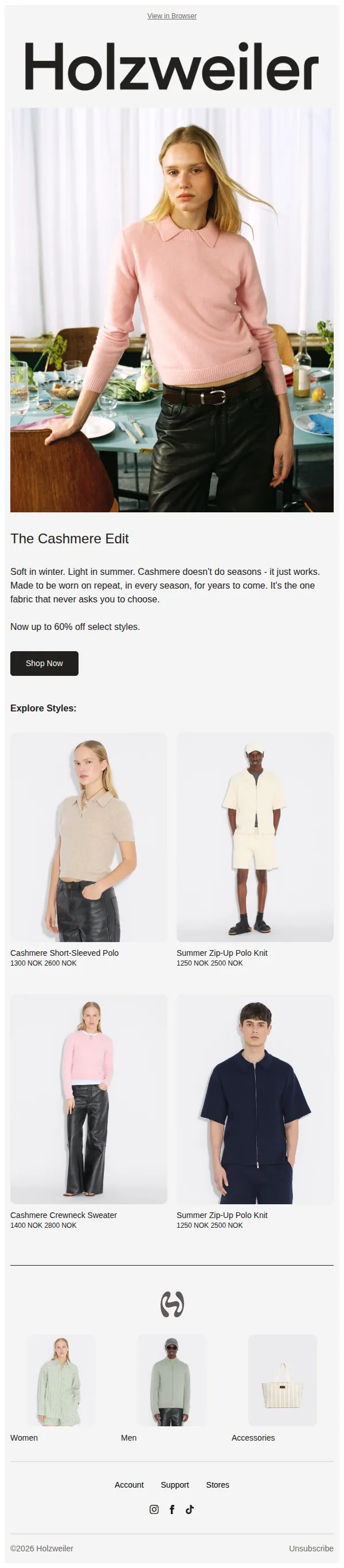 Holzweiler email: Cashmere, all year round