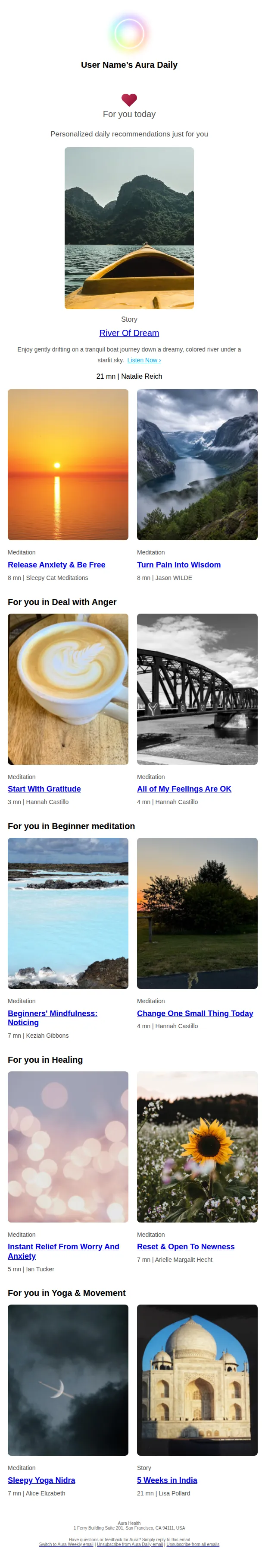 Aura Health email: Tuesday: River Of Dream (Story)