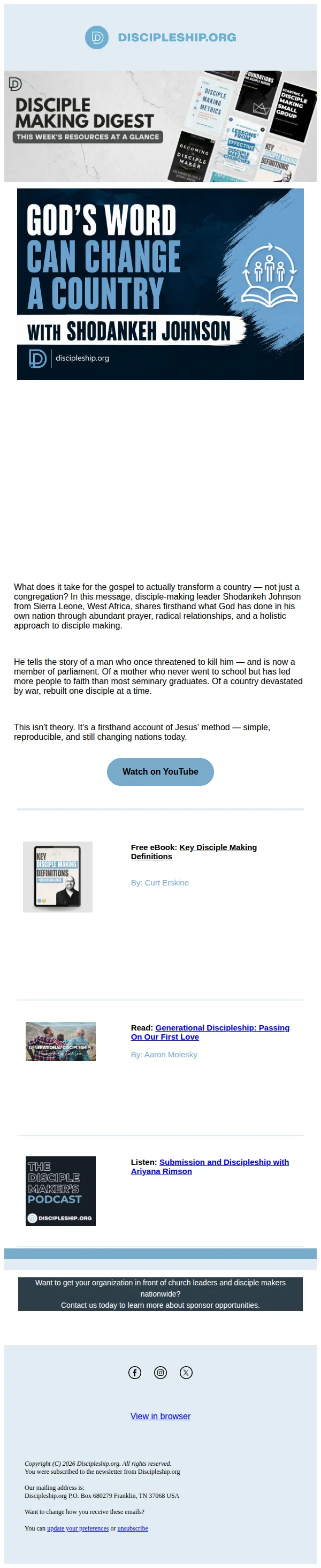 Discipleship.org email: Disciple Making Digest