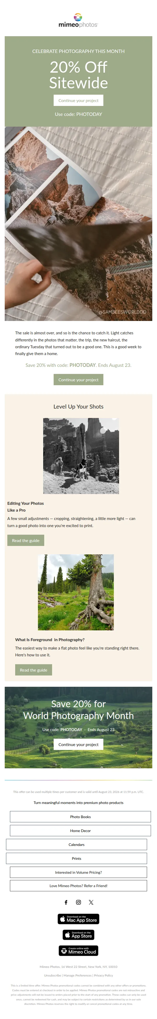 Mimeo Photos email: The sale is almost over