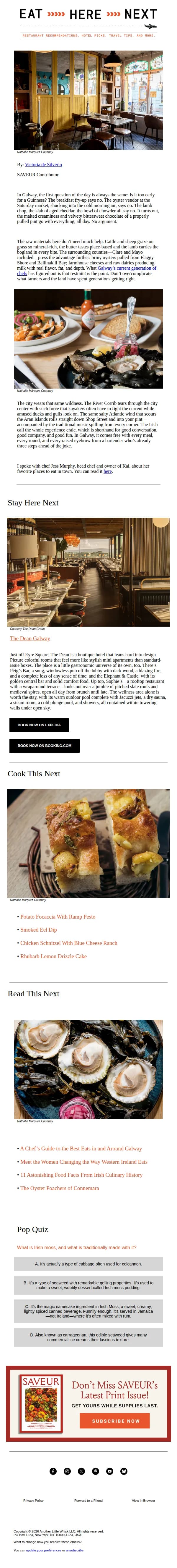 SAVEUR email: A chef’s guide to the best eats in Galway