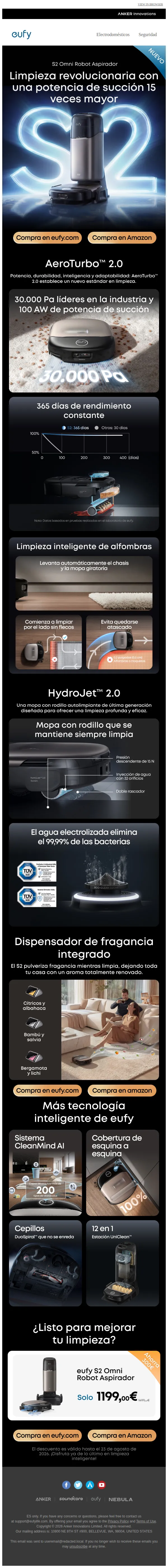 eufy email: 💥 Ahorra 300€ | eufy S2 Omni Robot Aspirador con una potencia de succión 15 veces mayor