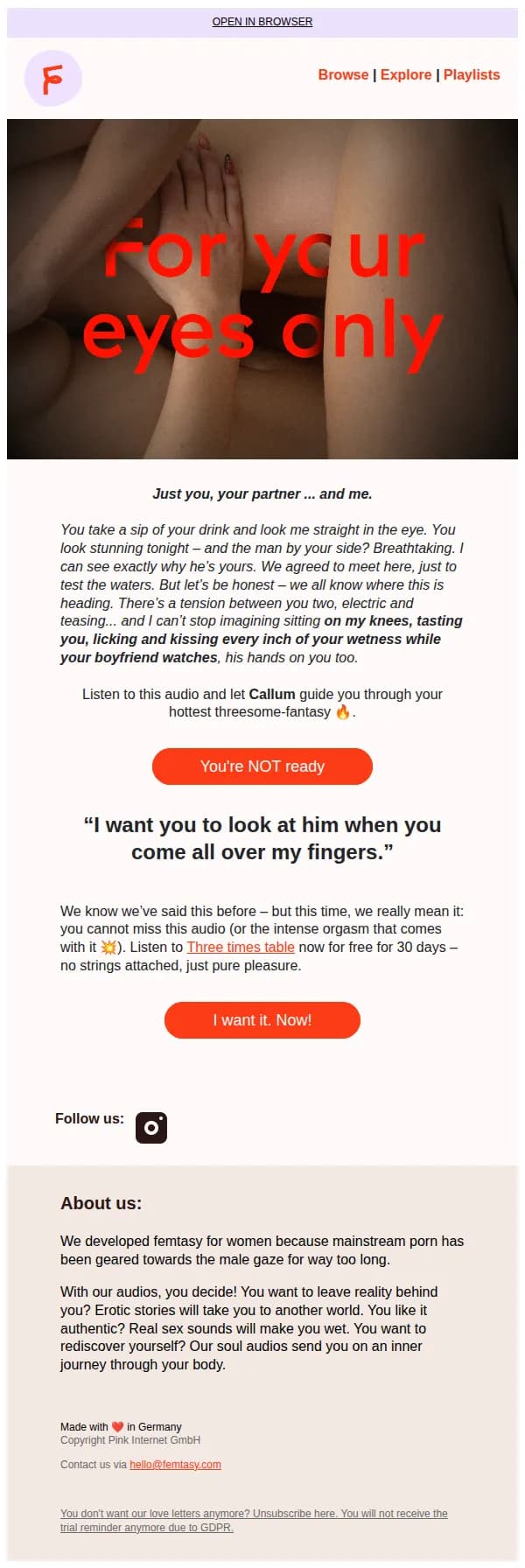 femtasy email: I need you tonight...