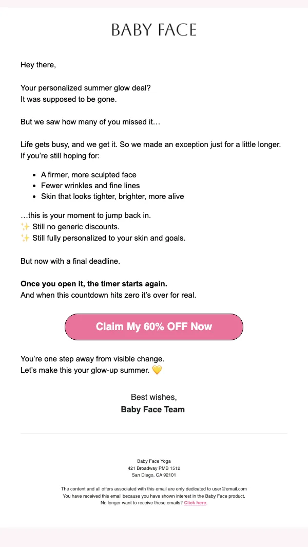 Baby Face email: re: I had to do this for you
