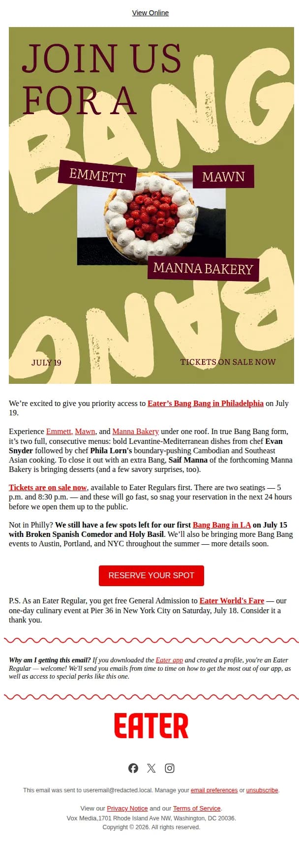 Eater email: Your exclusive invite to Eater Bang Bang in Philly is here