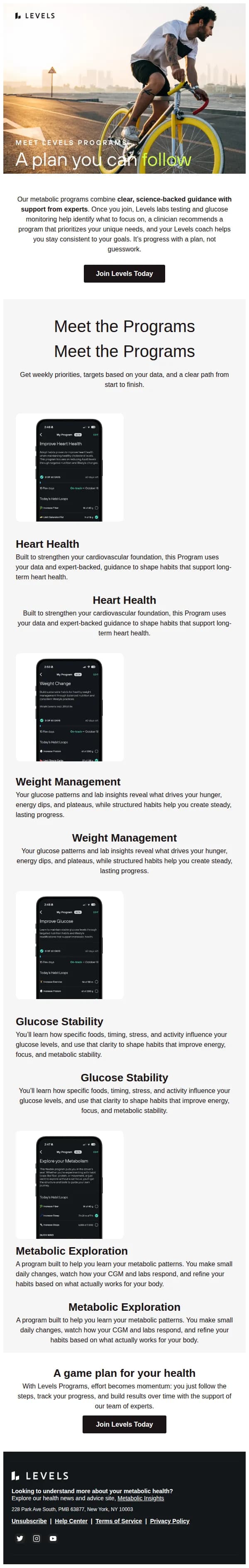 Levels email: Find the right Levels Program for you