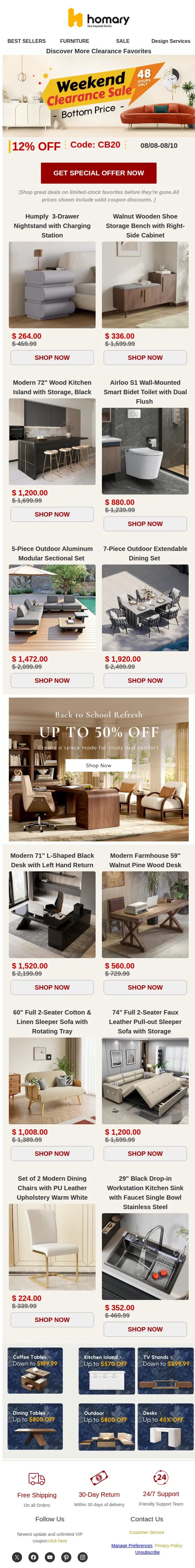 Homary.com email: This Weekend Only: Extra 20% Off Our Curated Picks — Limited Stock!