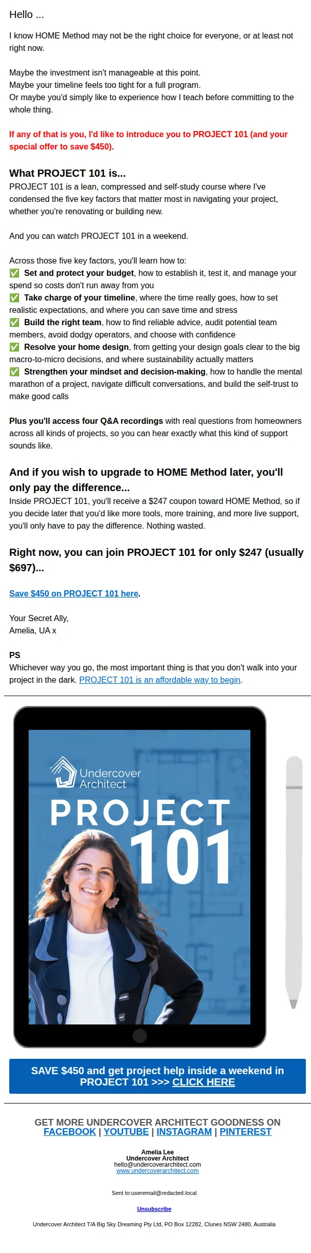 Undercover Architect email: So HOME Method's not right for you, right now?