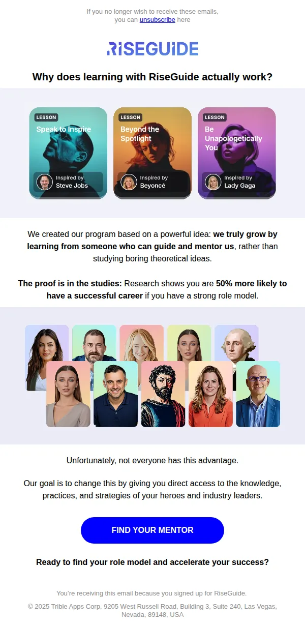 RiseGuide email: Why learning with RiseGuide works