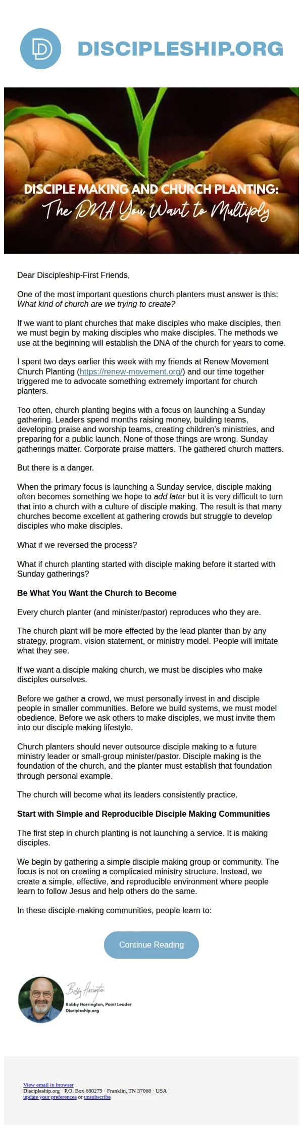 Discipleship.org email: Disciple Making and Church Planting: The DNA You Want to Multiply
