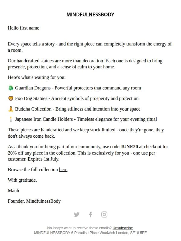 MindfulnessBody email: Manh from Mindfulnessbody
