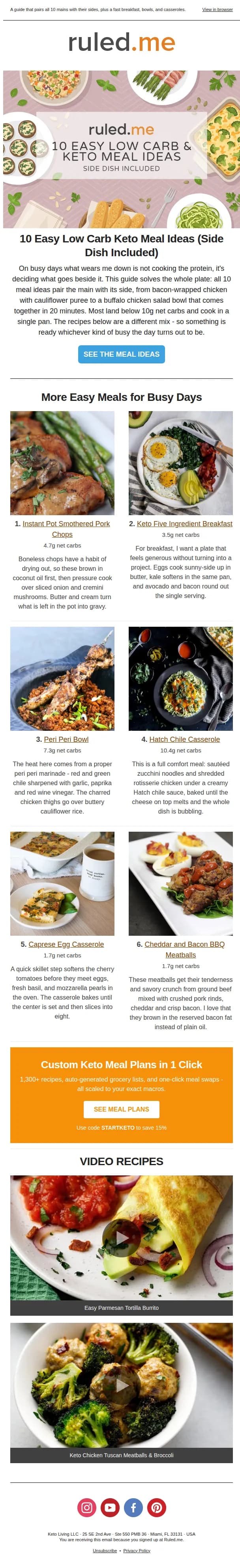 Ruled.me email: Easy Keto Meals for Busy Days