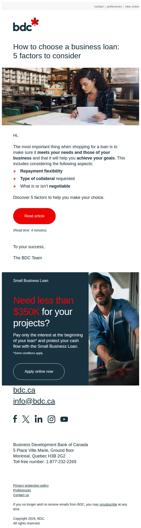 BDC email: 📝 5 key factors to keep in mind when choosing a business loan