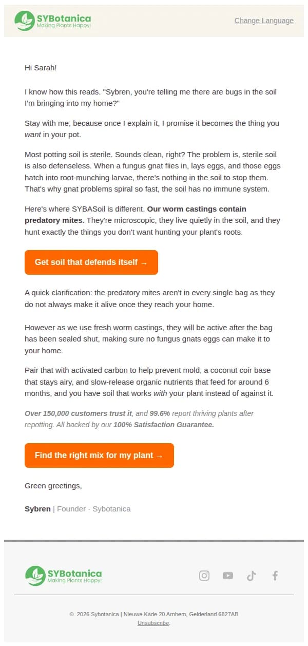 Sybotanica email: Why we put bugs in your soil (on purpose)