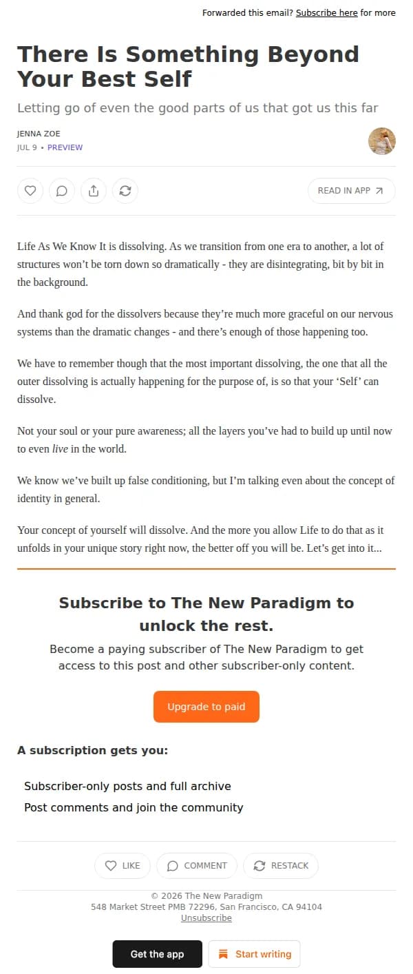 The New Paradigm by Jenna Zoe email: There Is Something Beyond Your Best Self