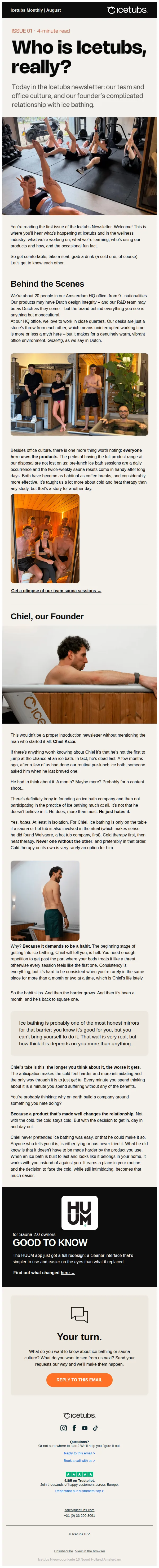Icetubs email: Our founder hates ice baths. 👀