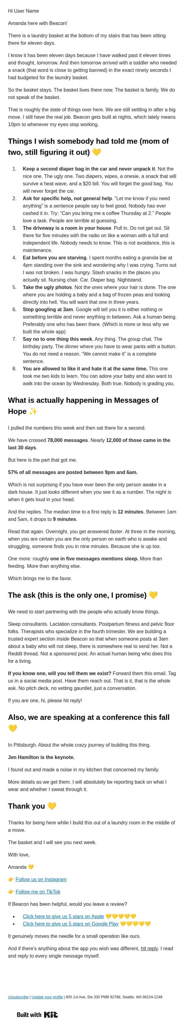 Beacon email: 57% of you are awake right now