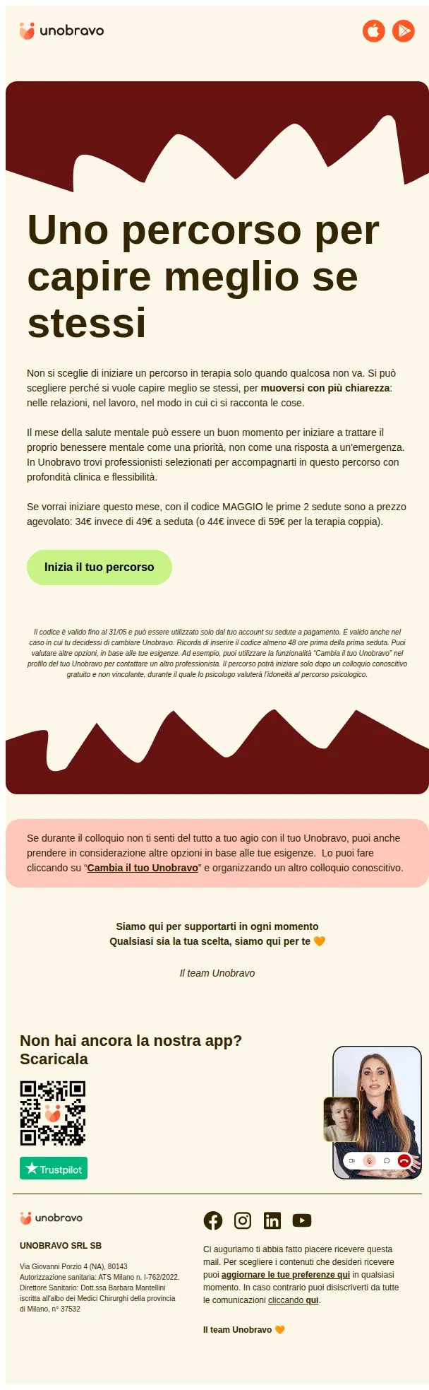 Unobravo email: C'è un posto per quello che porti dentro 🧡