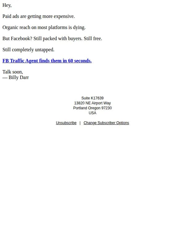 Billy Darr email: The ad-free traffic method that actually works in 2026