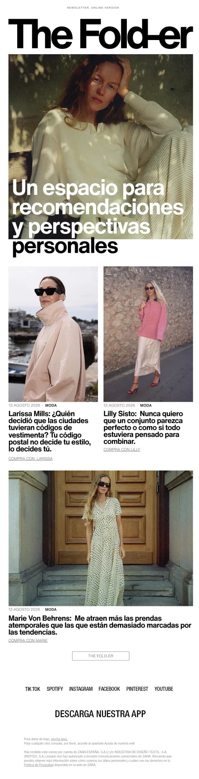 Zara email: The Fold-er: Los favoritos de Marie, Larissa & Lilly