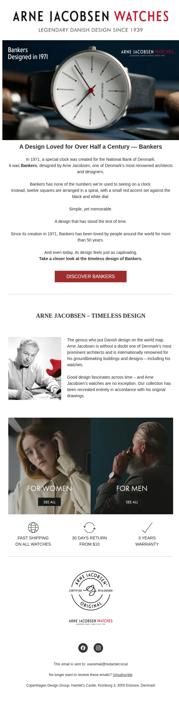 Arne Jacobsen Watches email: There’s a Reason Great Design Stands the Test of Time ✨