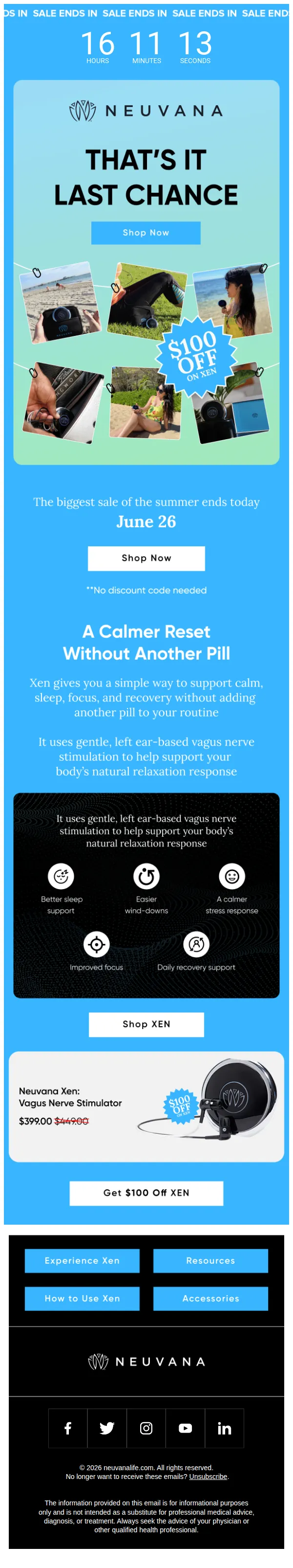 Neuvana email: Your last shot at $100 Off ⏳