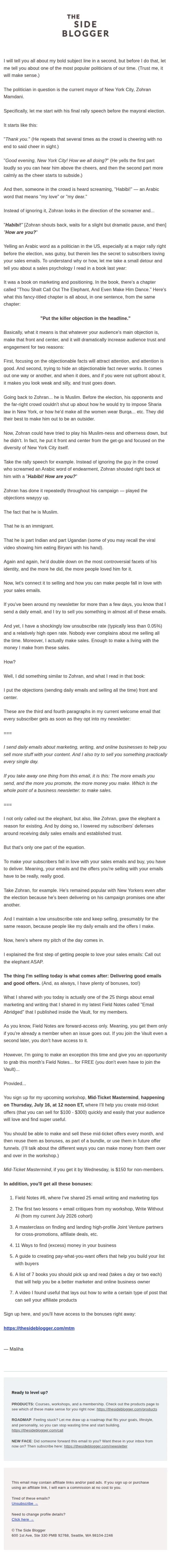 Maliha email: How to make your subscribers not just tolerate, but love your daily sales emails