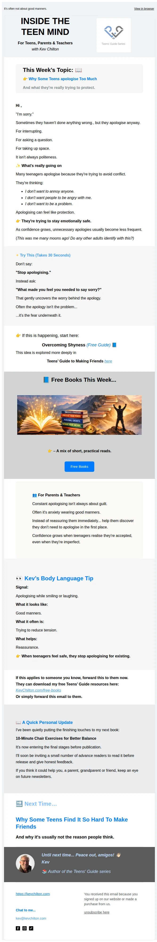 Kev Chilton Author email: Why Some Teens Apologise Too Much