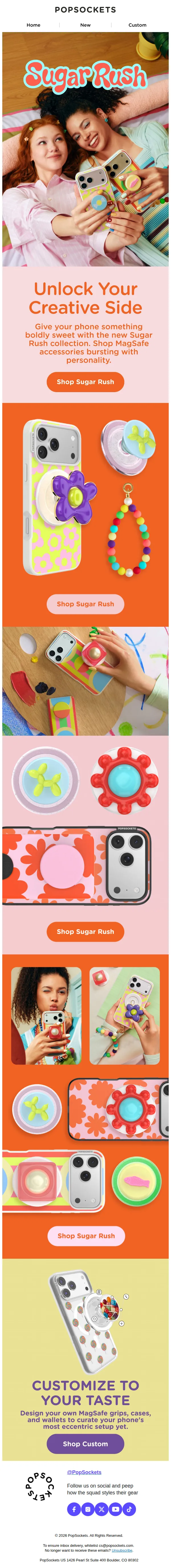 PopSockets email: Rock a maximalist phone with the NEW Sugar Rush collection 🌈