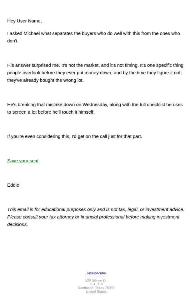 Note School email: The one mistake that trips up new vacant lot buyers