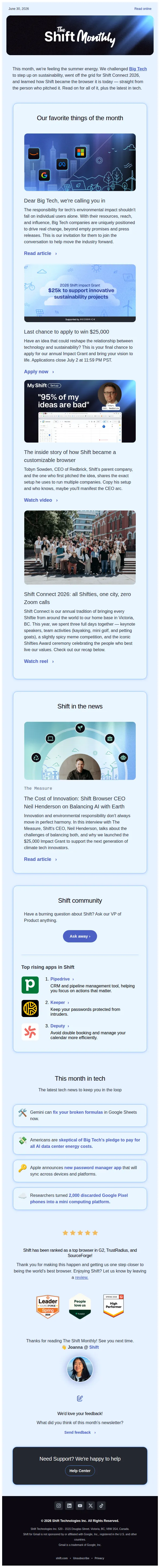 Shift email: Dear Big Tech
