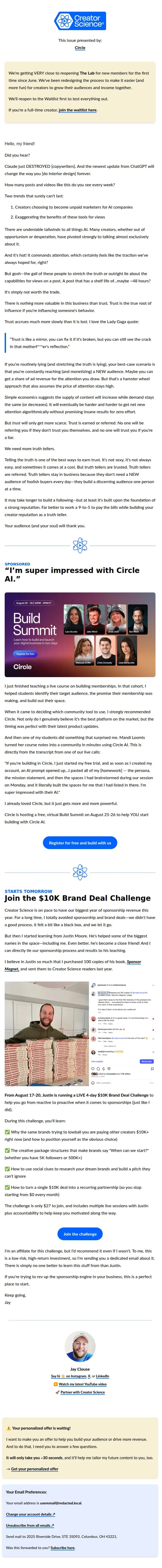 Creator Science email: We need more truth tellers