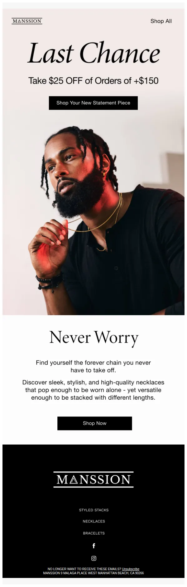 MANSSION email: Last Chance: $25 Off! 🔥