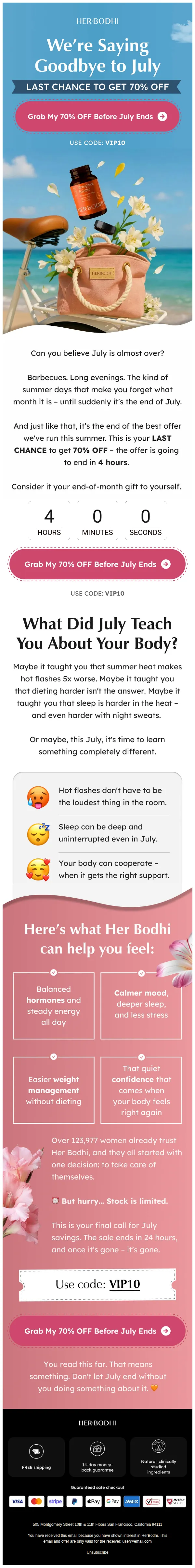 HerBodhi email: 3. 2. 1. July's final countdown is here. ⏰
