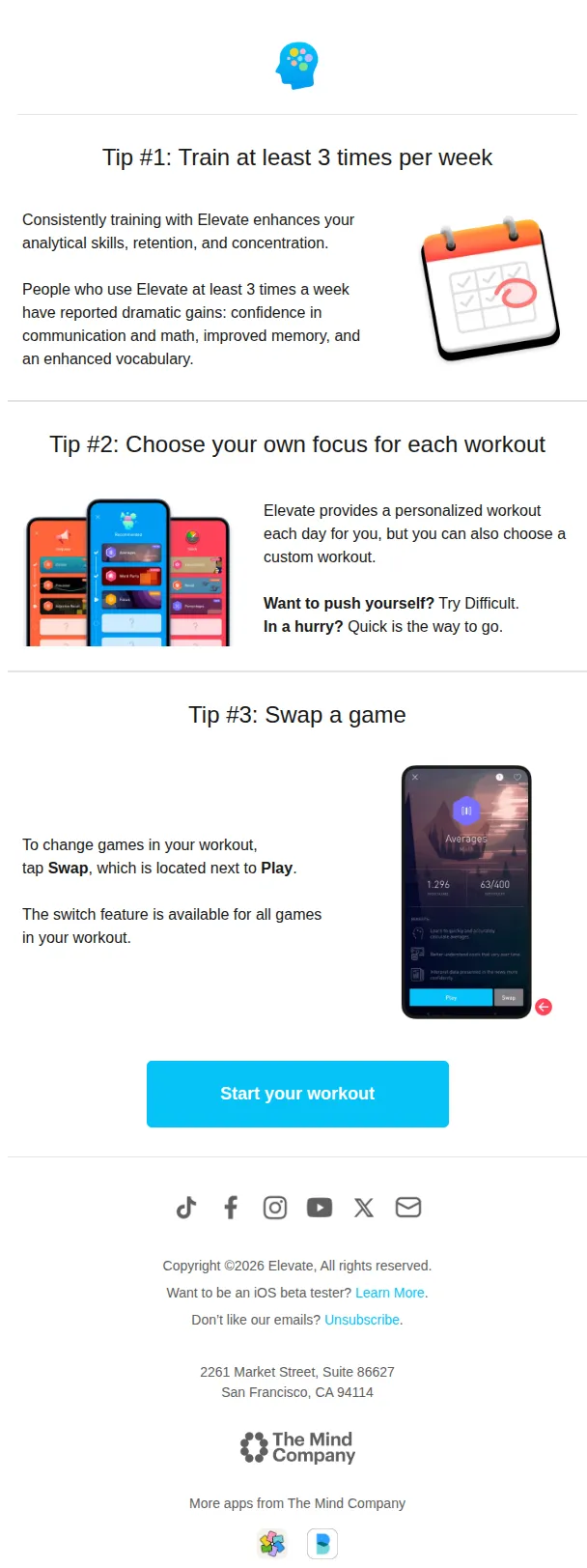 Elevate email: Elevate training tips