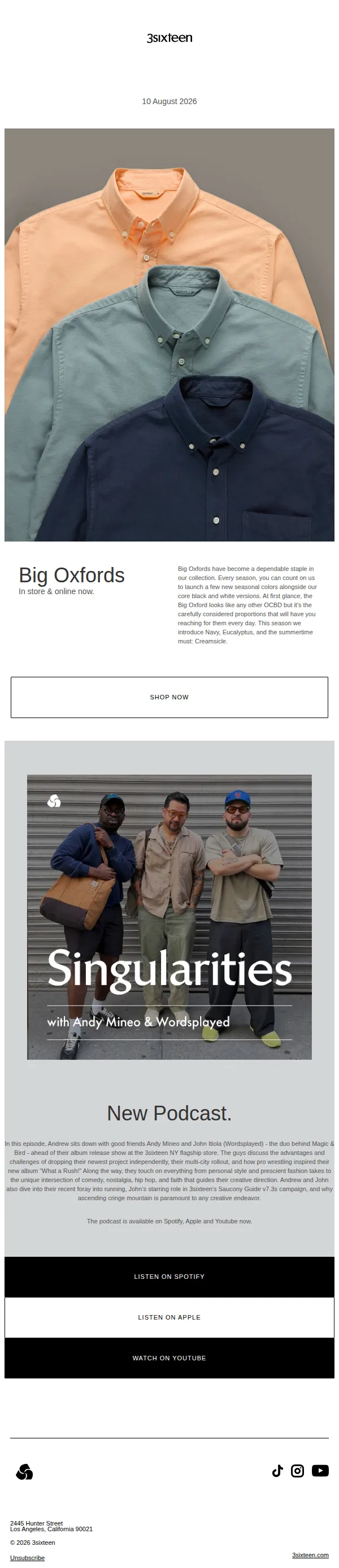 3sixteen email: Big Oxfords