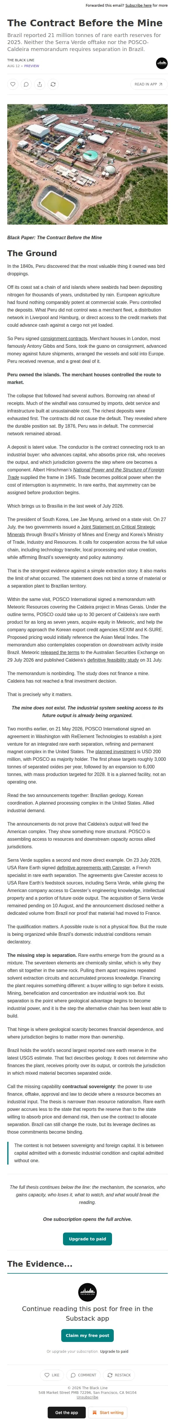 The Black Line email: The Contract Before the Mine