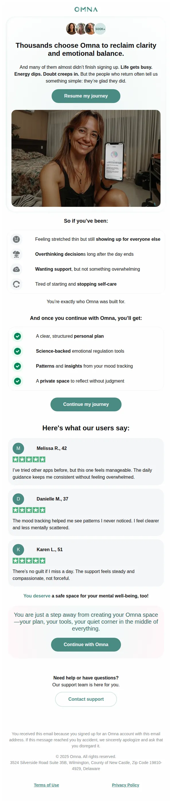 Omna email: You didn’t quit — you just paused
