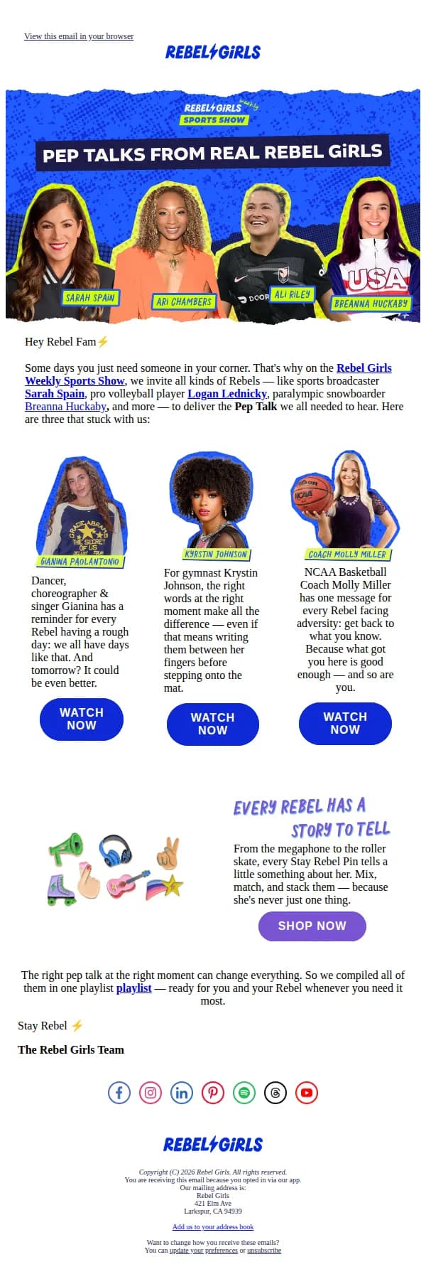 Rebel Girls email: We Got You a Squad of Rebels With the Best Pep Talks ⚡