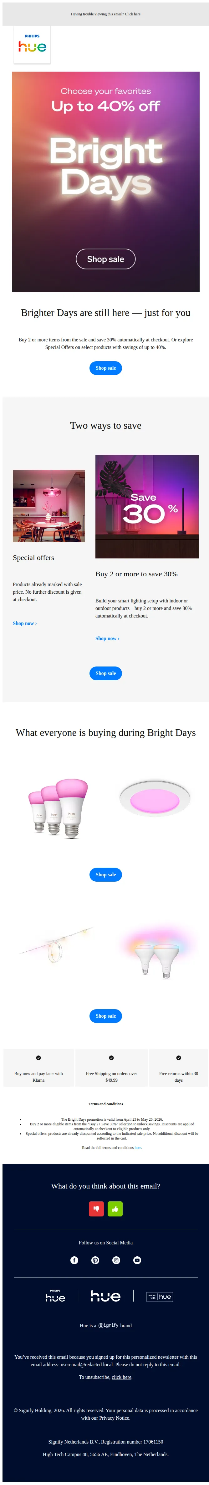 Philips Hue email: What’s everyone buying during Bright Days