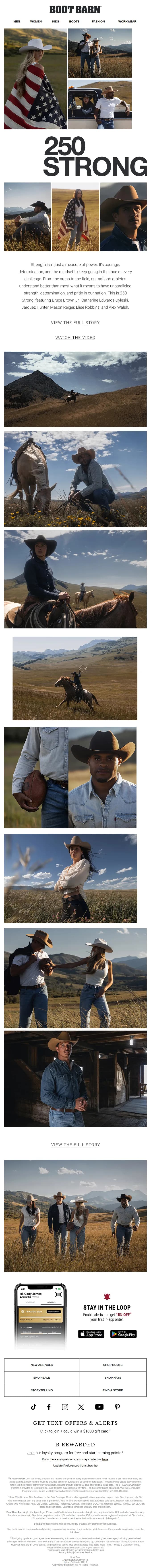 Boot Barn email: 250 Years Strong