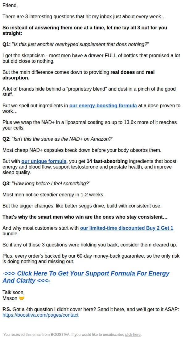 Boostiva email: SURPRISE: Q&A For Our Special Email Community