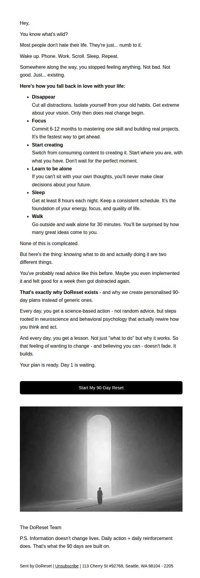 DoReset email: Fall in love with life (again)