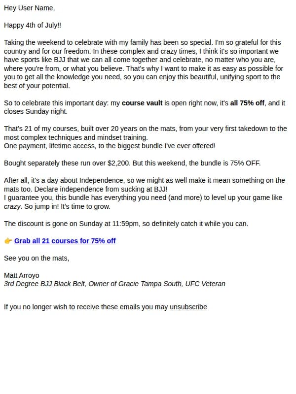 Matt Arroyo email: Declare your independence from getting smashed in BJJ
