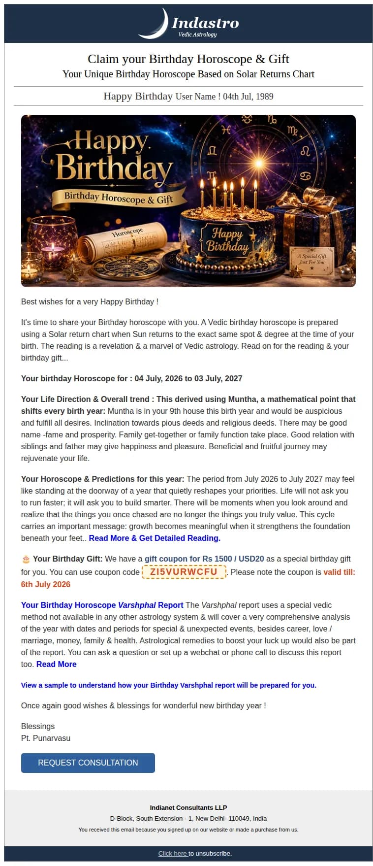 Indastro email: User Name, your birthday Predictions: Jump up in luck & Successful travels
