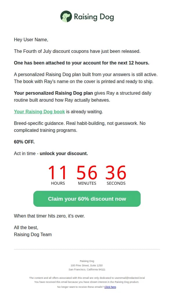 Raising Dog email: Your exclusive access for the Fourth of July sale