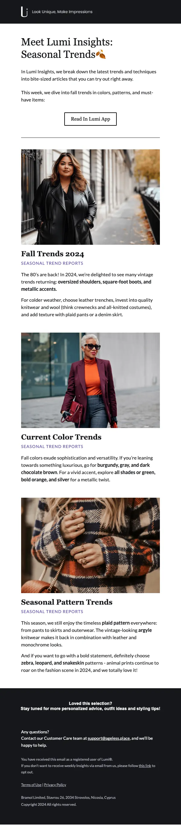 Lumi by Ageless email: Fall Styles Alert🍂