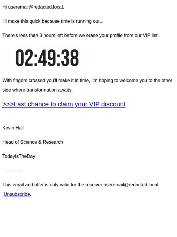 TodayIsTheDay email: Only 3 hours left... ⌛