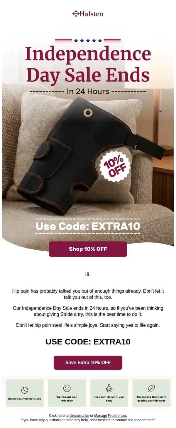 Halsten email: Extra 10% Off Wraps Up in 24 Hours 🕦